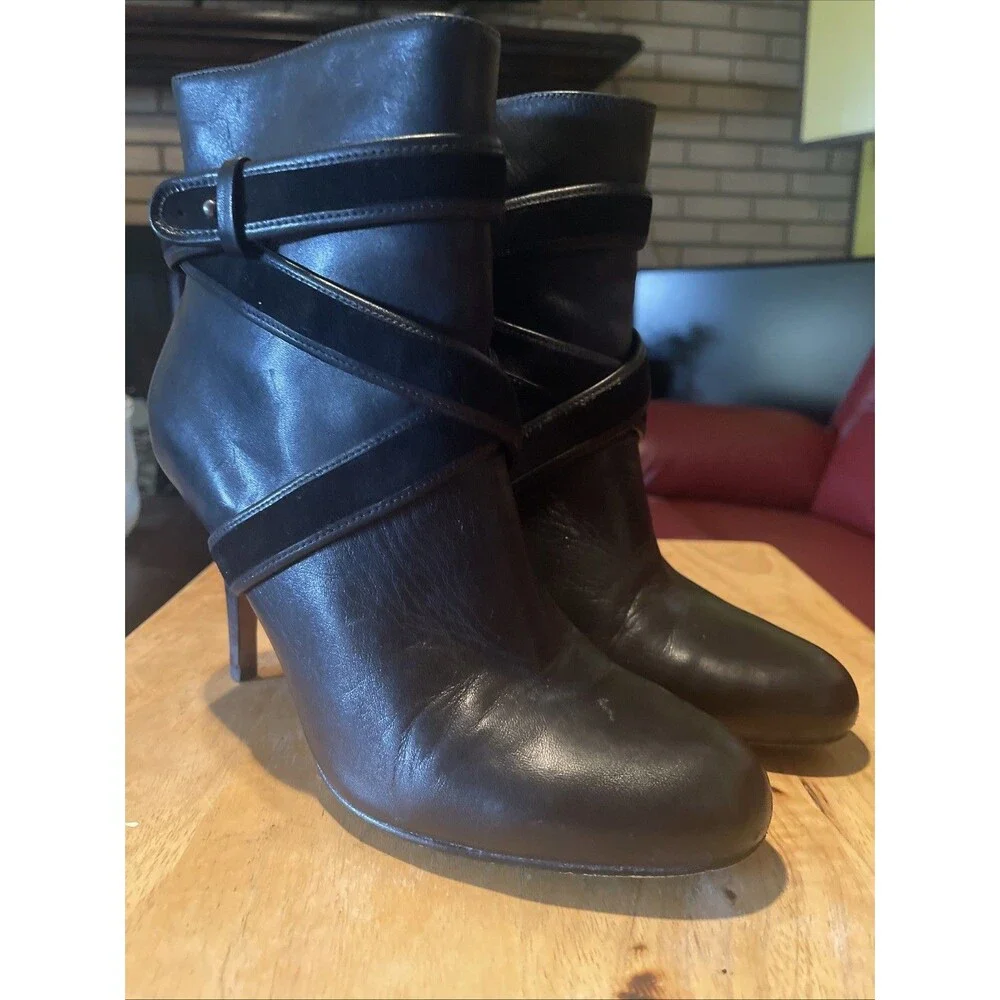 Cole Haan Air Talia Women's Leather Strappy Booties, Black, Size 9.5, 4